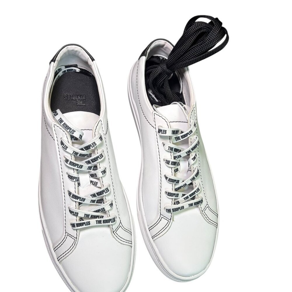 The Kooples White Leather Logo Sneakers Size 40 (US 9) | Extra Laces | Made in P - Picture 3 of 9